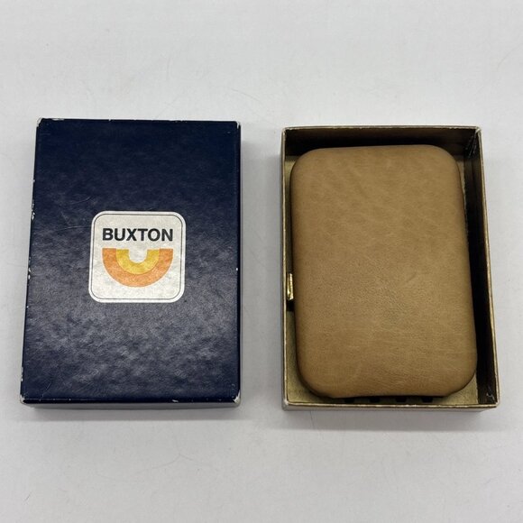 Vintage Buxton Key-Tainer Holder Organizer Case Valencia Calf Brown Leather NOS - Picture 1 of 6